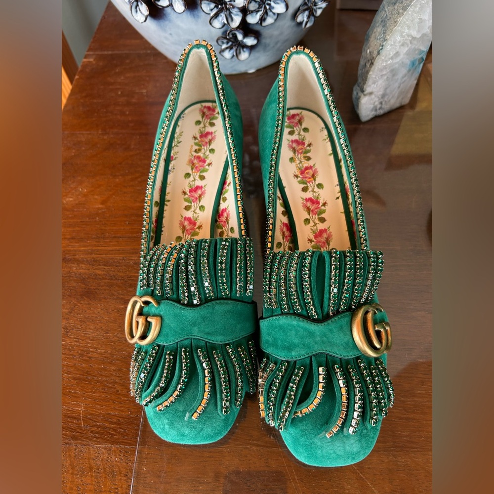 Very Rare  Gucci Crystal Marmont Pumps New 39